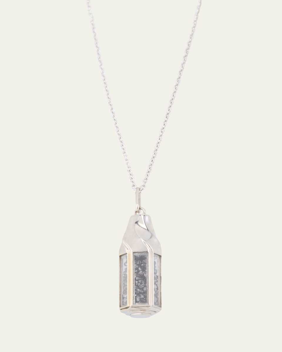 18K Gold Farol Black Diamond Kaleidoscope Shaker Pendant Necklace